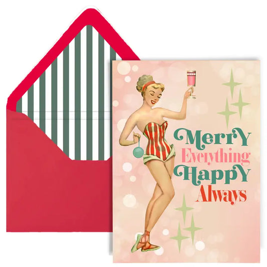 Merry Everything Happy Always Retro Greeting Card