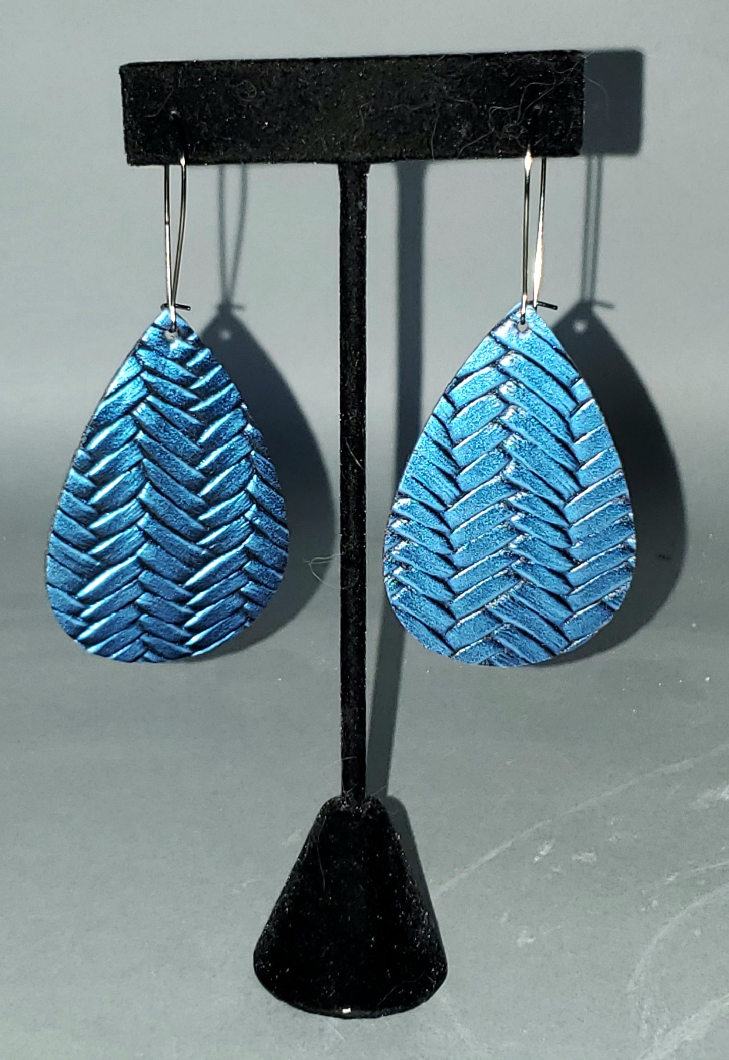 Blue Braided Drop Earrings