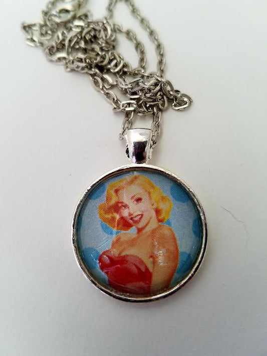 Blonde PinUp Cabochon Necklace