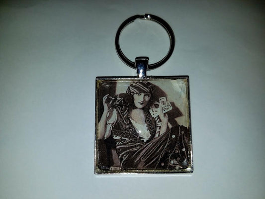 Queen of the Cards Cabochon Key Chain